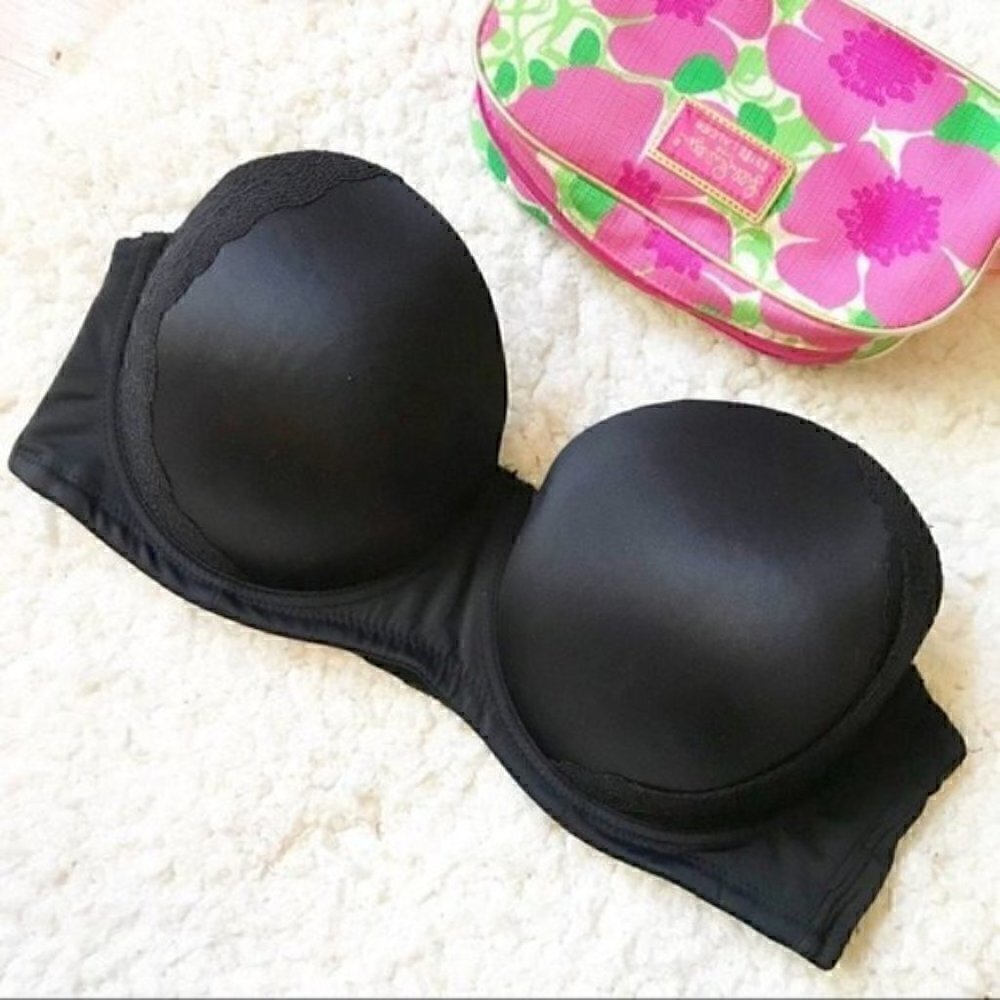 ABS Black Black Lace 42C Strapless Balconette Bra
